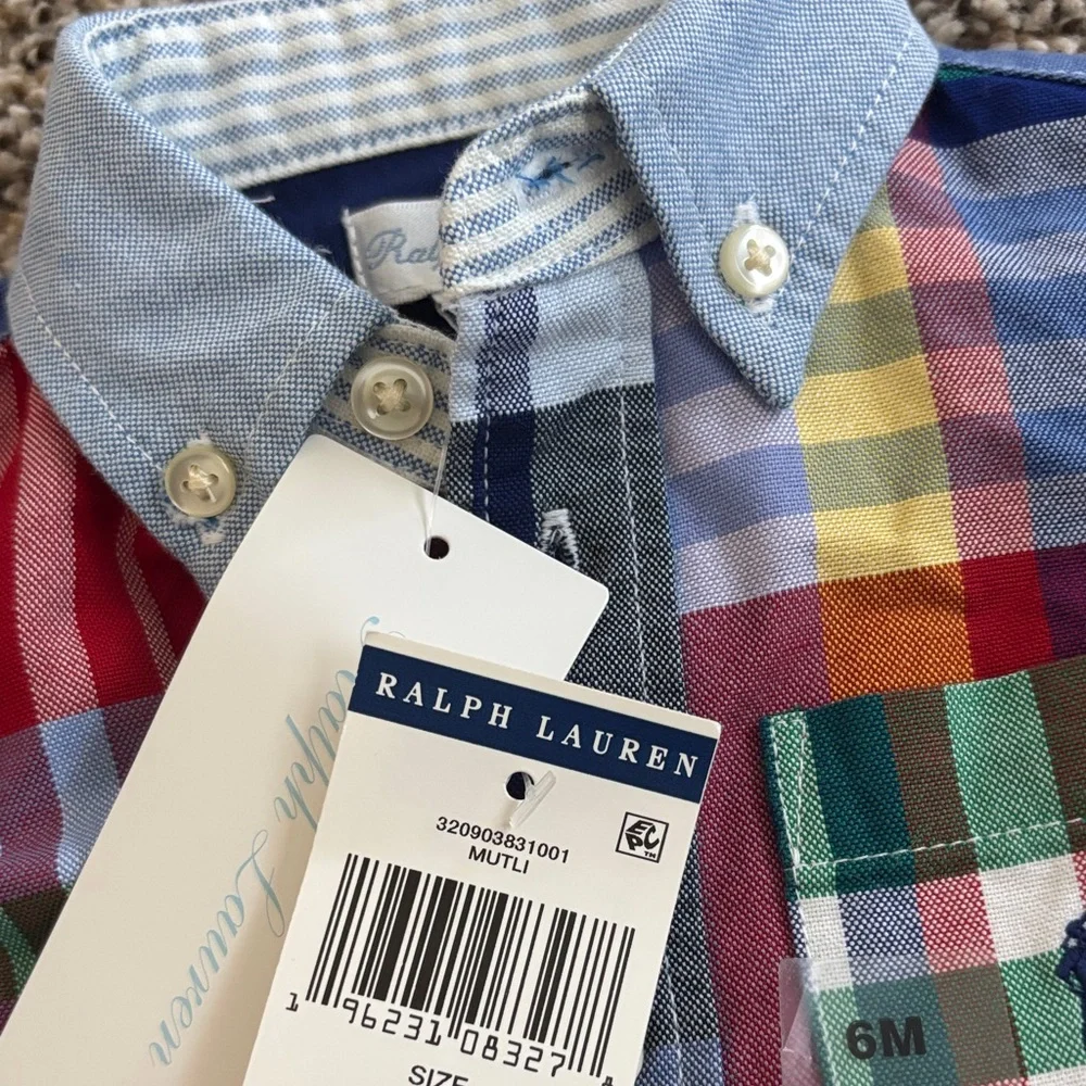 Ralph Lauren Infant Bright Multicolor Plaid Button-Down Shirt (NWT) 6 Months
